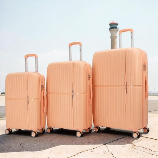 Набор чемоданов Nuri PP6608+C Peach 3в1 с USB и расширением S M L G_PP6608+C Peach PZ фото
