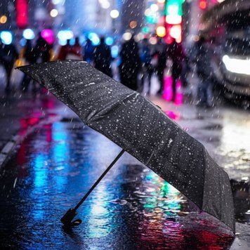 Парасолька жіноча ZITA Rainy Day Black напівавтомат на 9 спиць U_587Black фото